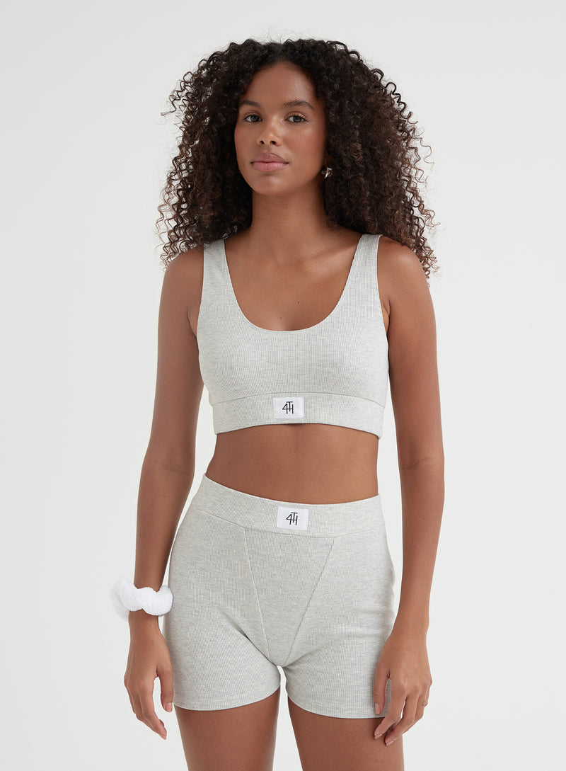 Light Grey Marl Ribbed Bralette - Larissa