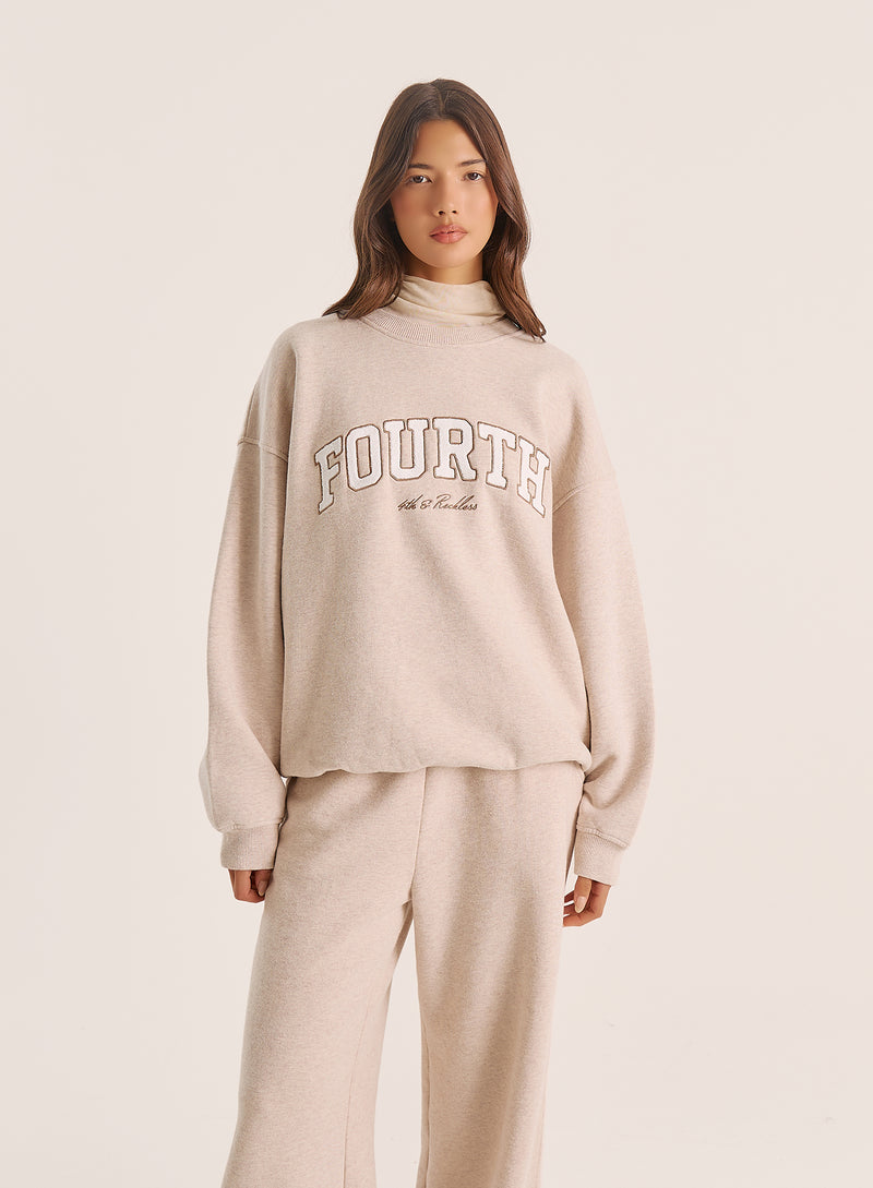 Oatmeal Fourth Slogan Sweatshirt
