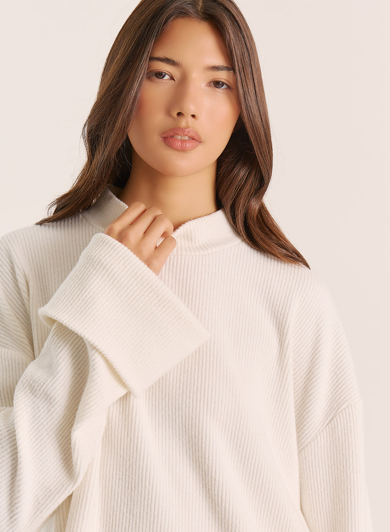 Ecru Wide Cuff Sleeved Knitted Jumper