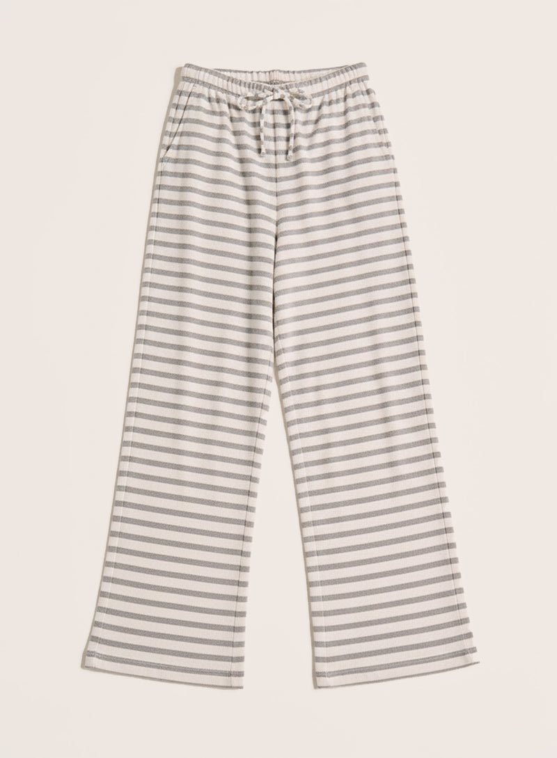 Grey Striped Jersey Rib Trousers