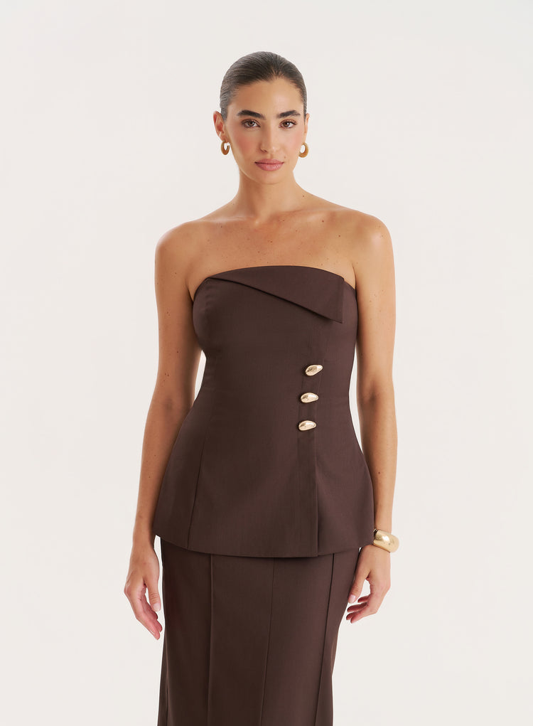 Chocolate Foldover Bandeau Top- Stanley