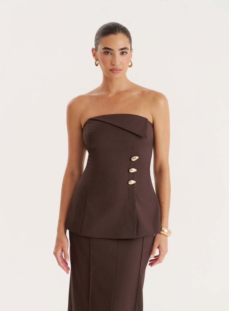 Chocolate Foldover Bandeau Top- Stanley