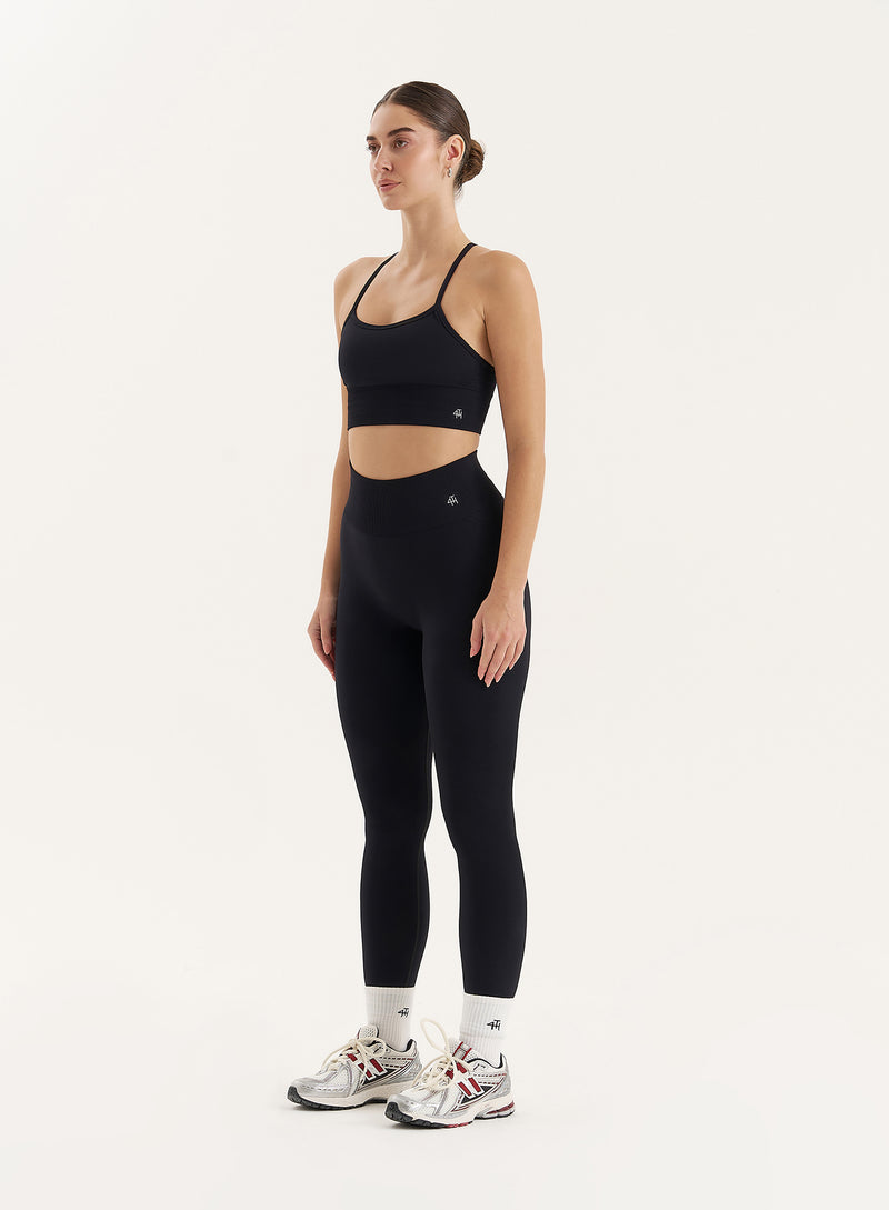 Black Racer Back Seamless Sports Bra- Jenna