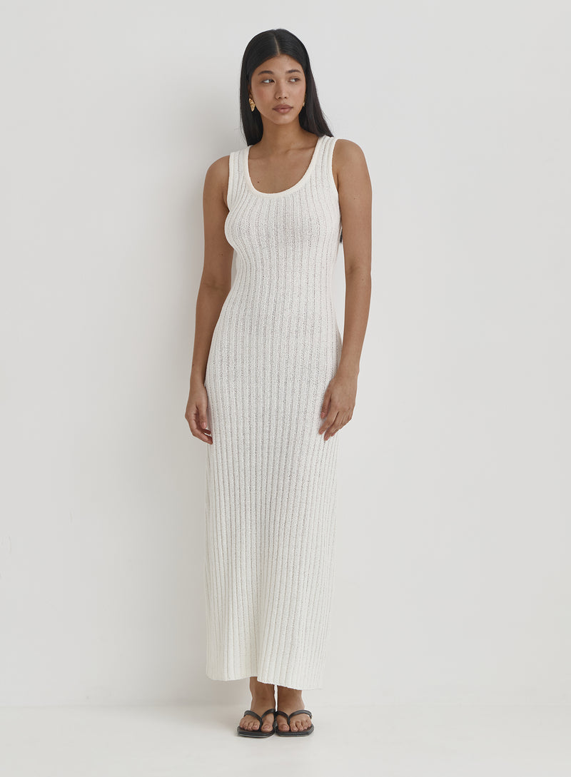 Cream Knit Maxi Dress- Cadie