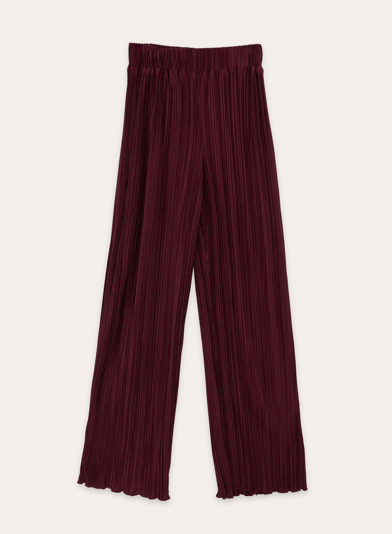 Burgundy Plisse Trouser- Palais