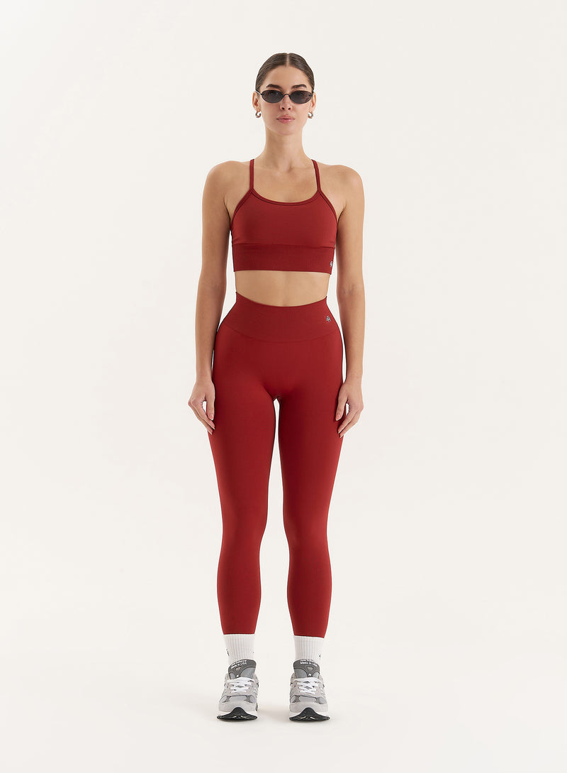 Red Racer Back Seamless Sports Bra- Jenna