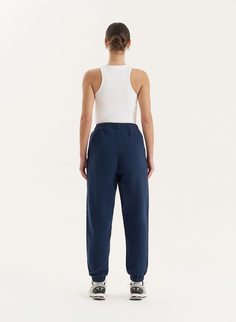 Navy Branded Cuffed Jogger- Ellie