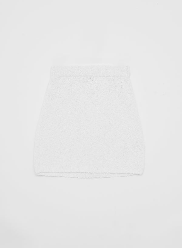 White Cotton Knit Mini Skirt - Eden