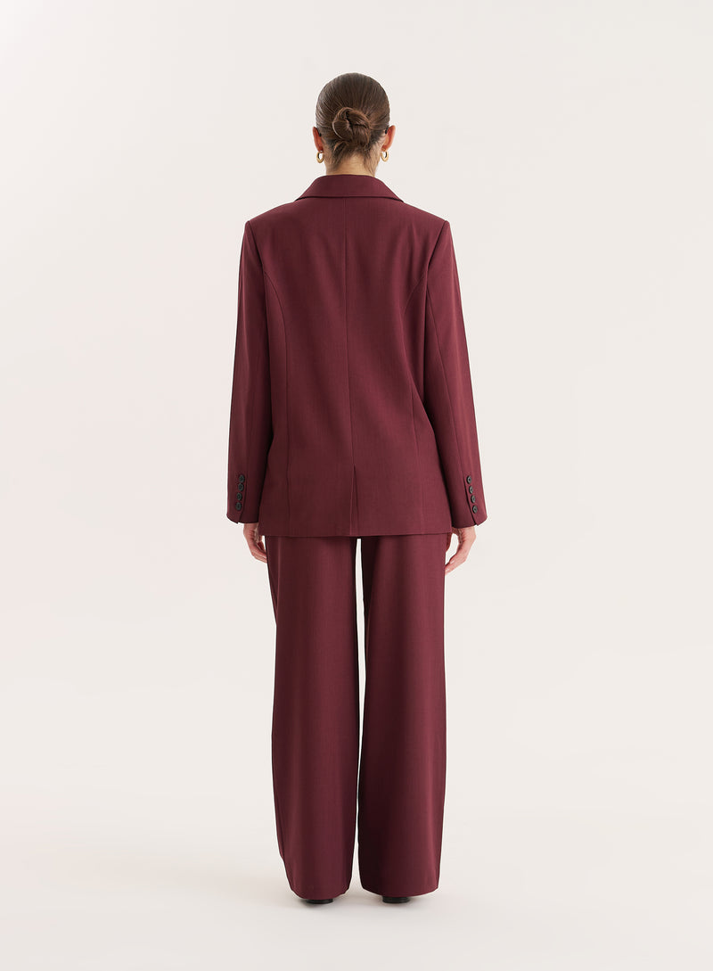Burgundy Tailored Oversized Blazer-Maggie