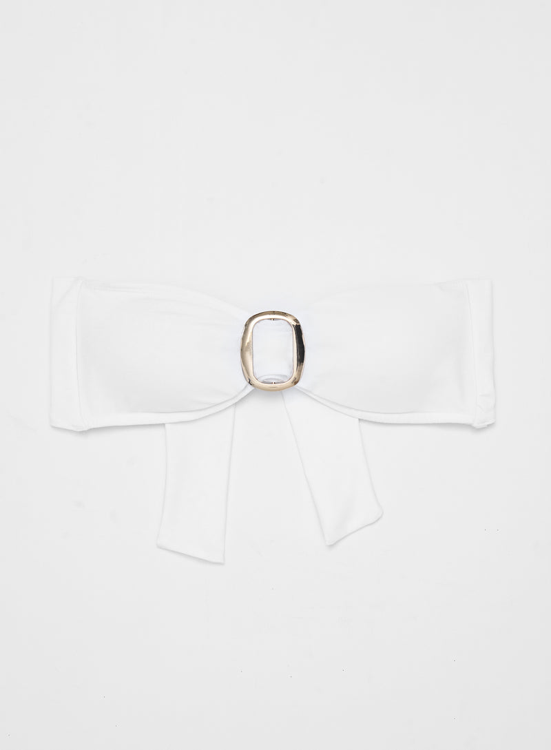 White Gold Hardware Bandeau Bikini Top- Bambou