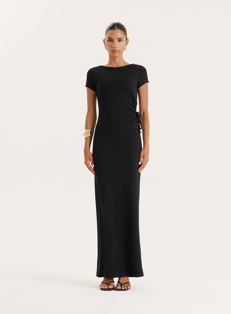 Black Jersey Cut Maxi Dress- Aleixo