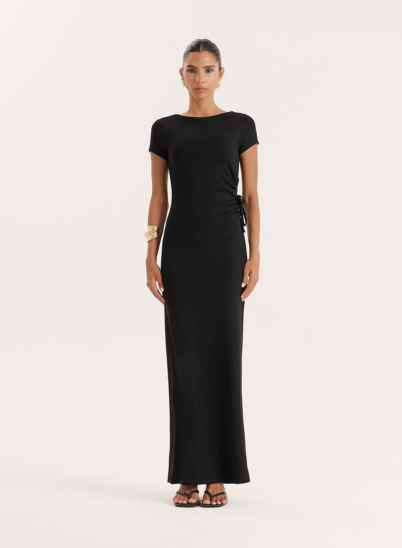 Black Jersey Cut Maxi Dress- Aleixo