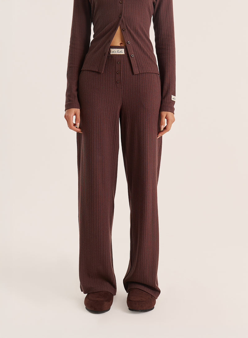 Chocolate Logo Waistband Pointelle Trousers