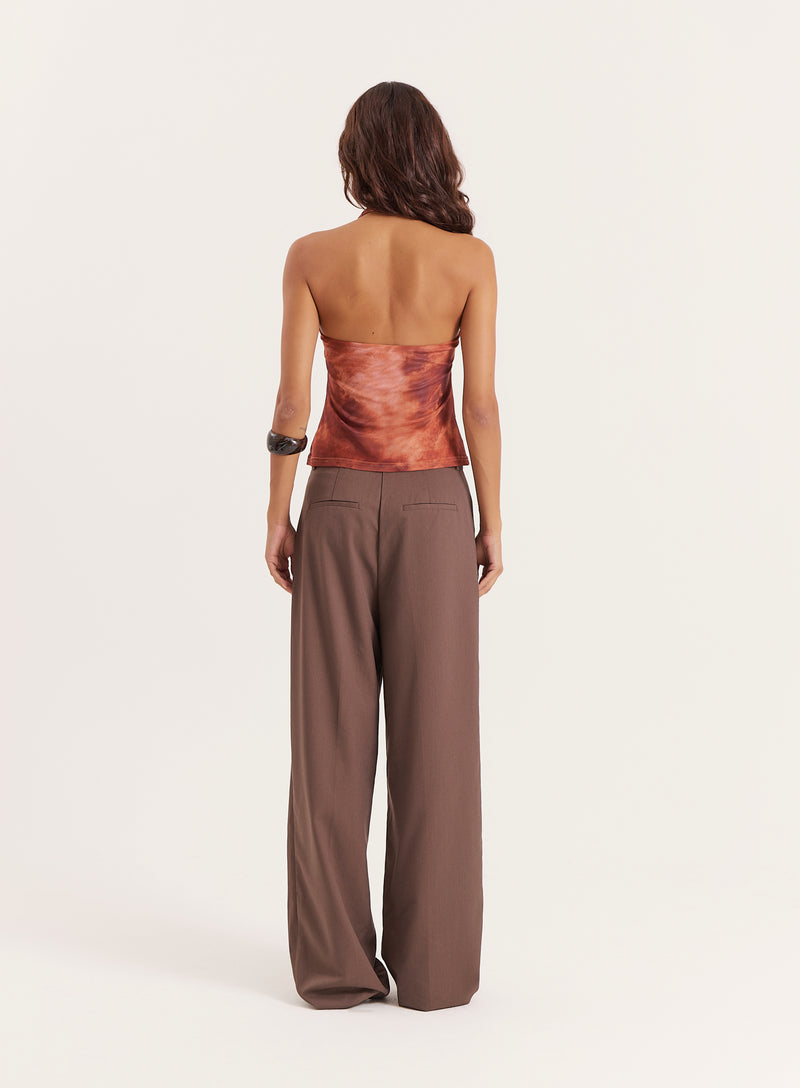 Rust Print Halterneck Top- Saskia
