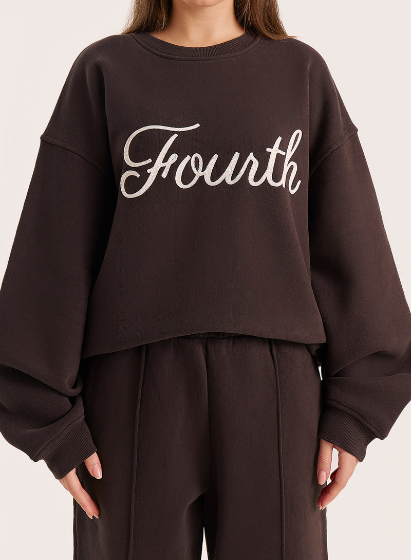 Chocolate Fourth Script Slogan Sweatshirt
