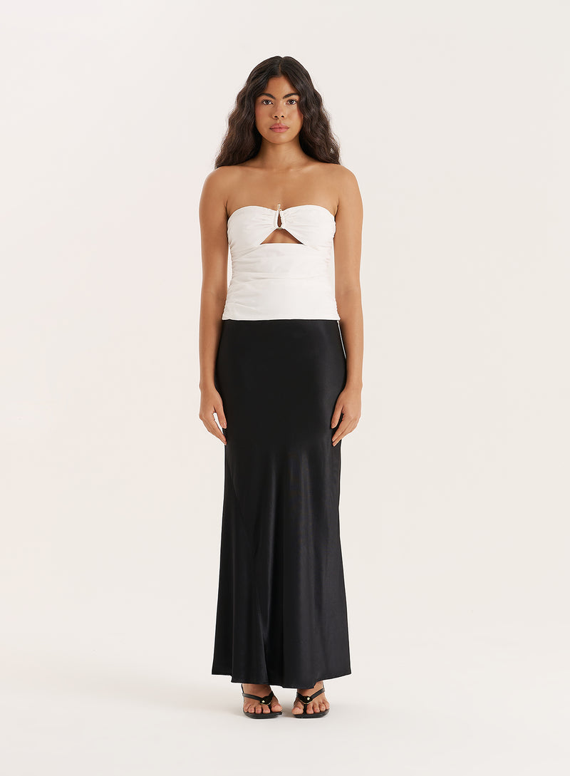 White Cut Out Gold Hardware Bandeau Top- Sally
