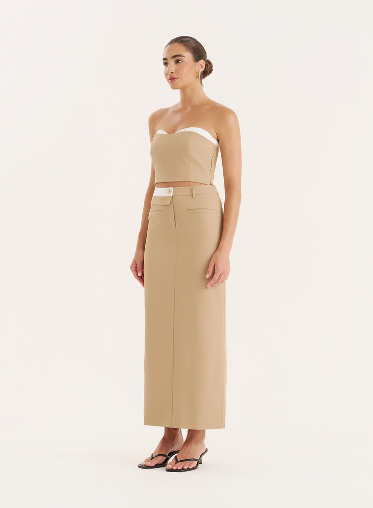 Camel Contrast Bust Detail Corset-Tatiana
