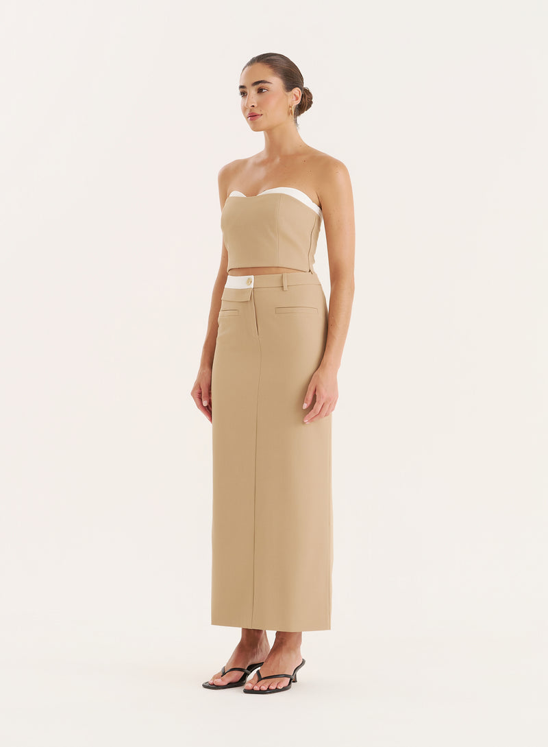 Camel Contrast Bust Detail Corset-Tatiana