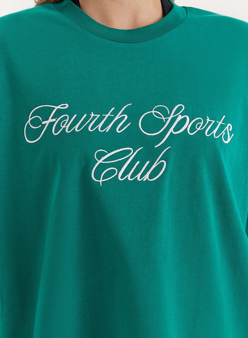 Green Sports Club Slogan Oversized T-Shirt- Estelle