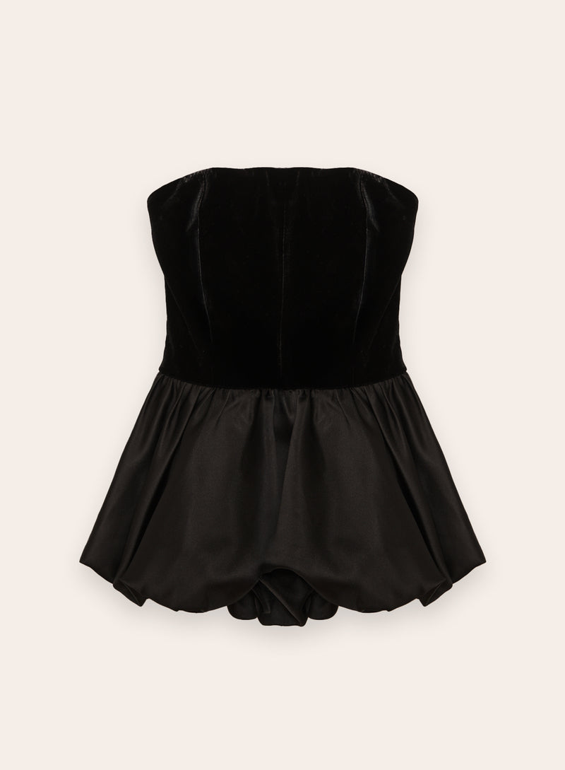 Black Velvet Peplum Corset Top