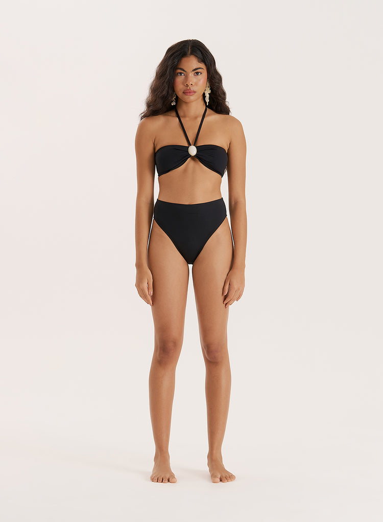 Black High Waisted Bikini Bottom- Aina