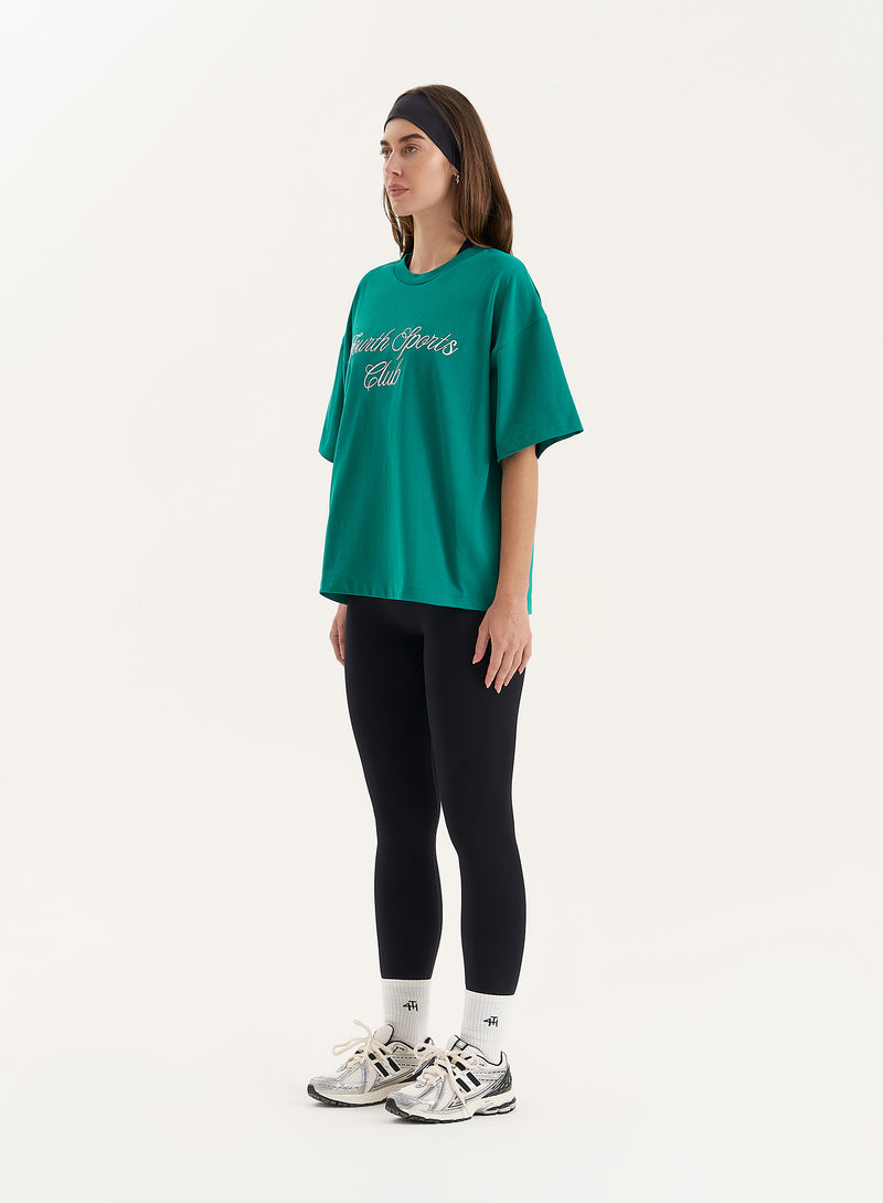 Green Sports Club Slogan Oversized T-Shirt- Estelle