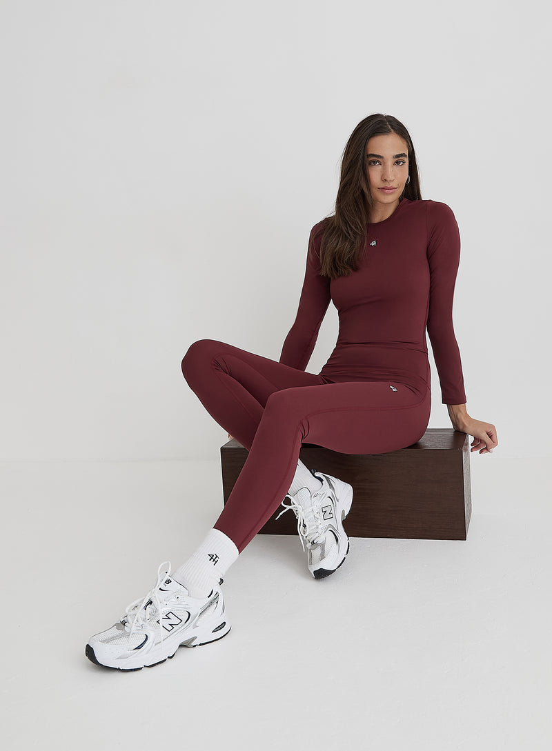 Burgundy 4th Branded Legging- Anni