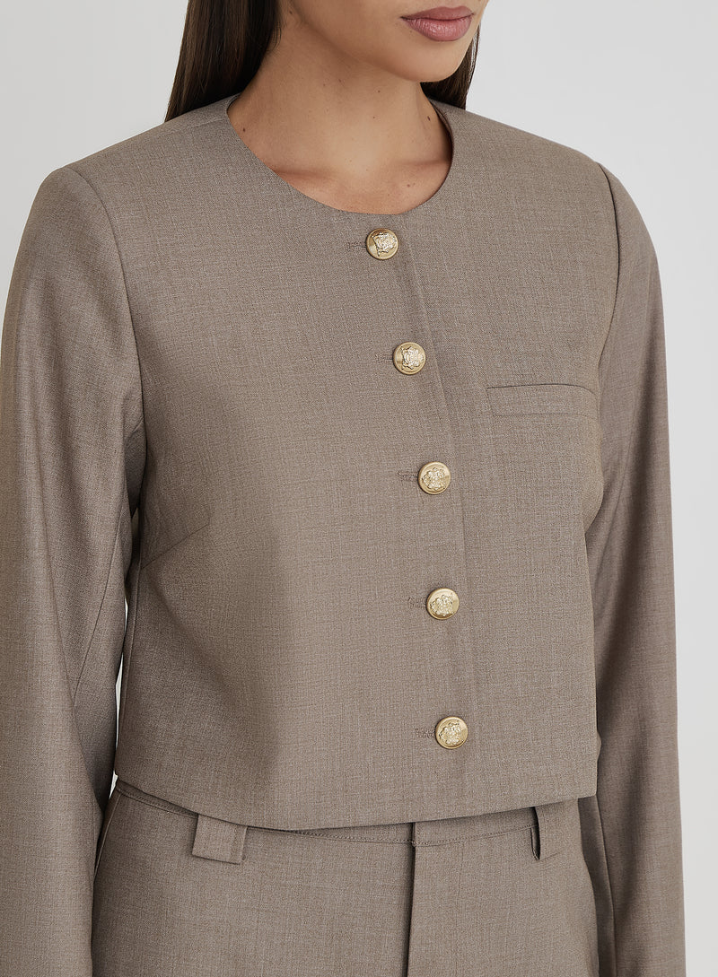 Beige Tailored Cropped Jacket- Agnes