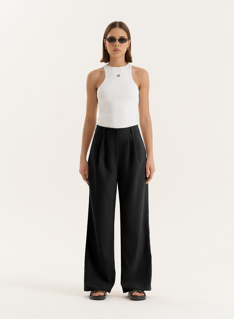 Black Tailored Wide Leg Trouser- Reese