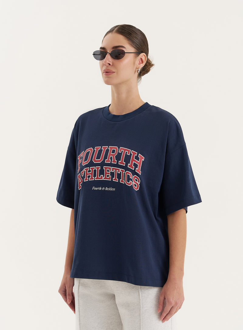 Navy Fourth Athletics Oversized T-Shirt- Siobhan