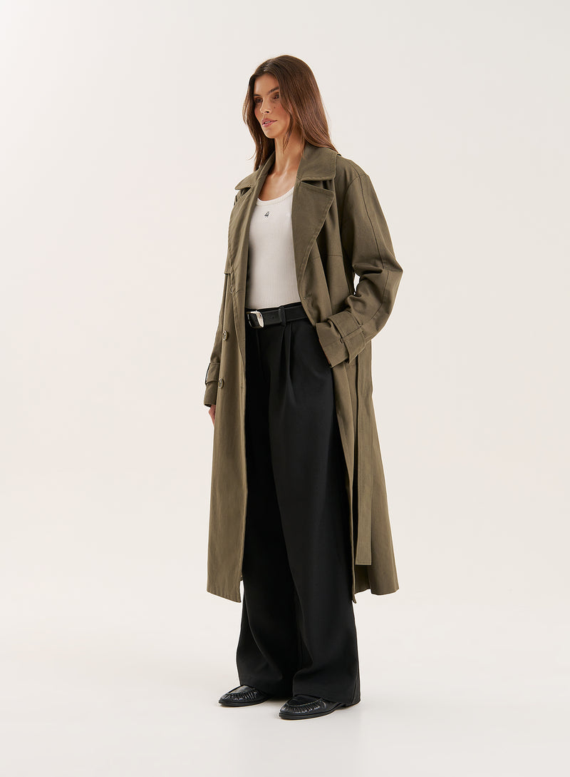 Khaki Belted Trench Coat- Tabi
