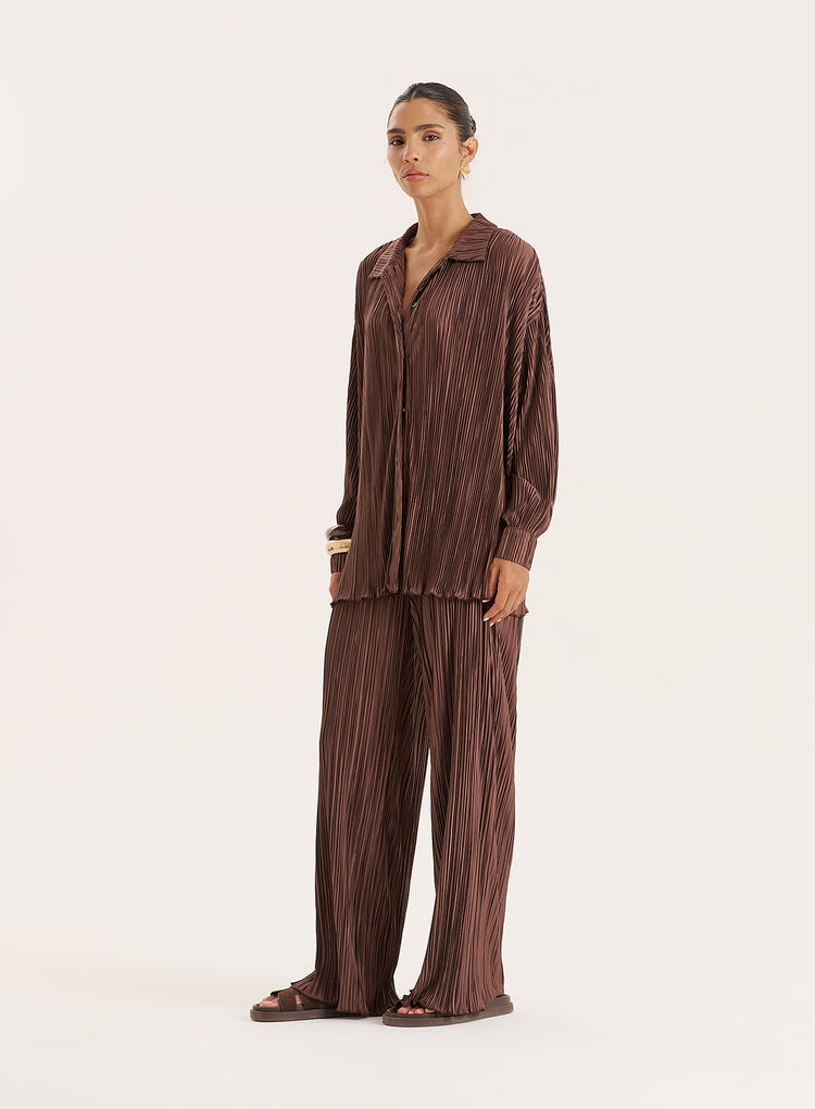 Chocolate Plisse Shirt- Palais