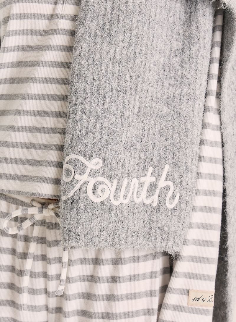 Grey Script Logo Knit Scarf