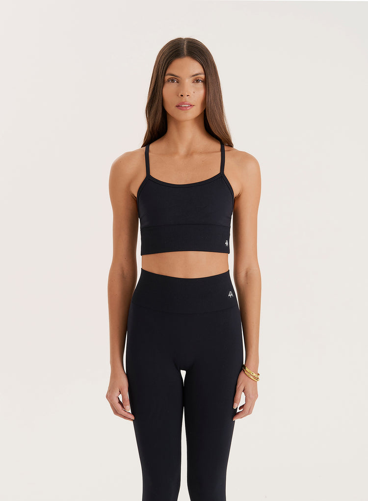 Black Racer Back Seamless Sports Bra- Jenna