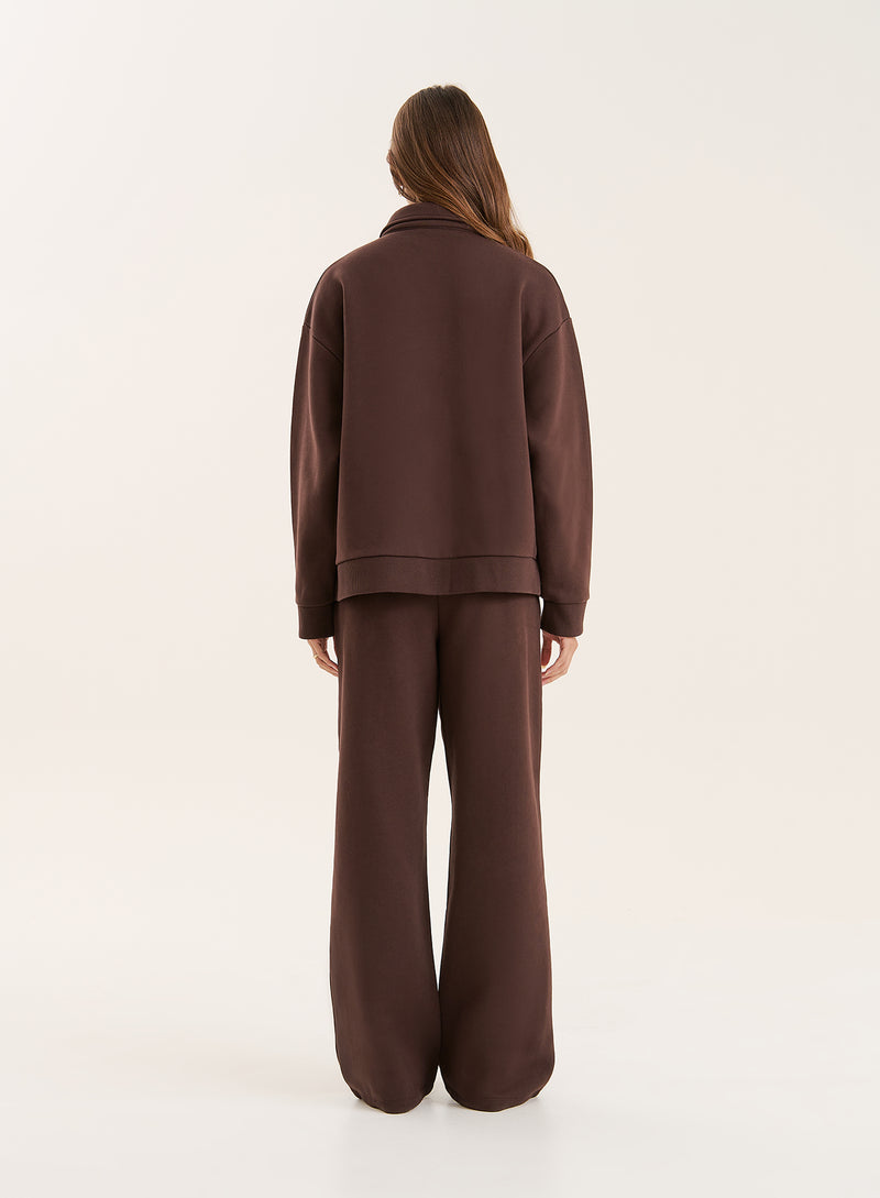 Chocolate 4th Wide Leg Branded Heavyweight Joggers- Valerie