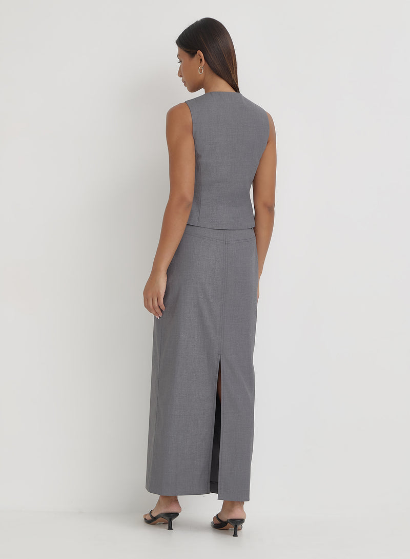 Grey Tailored Waistcoat- Hallie