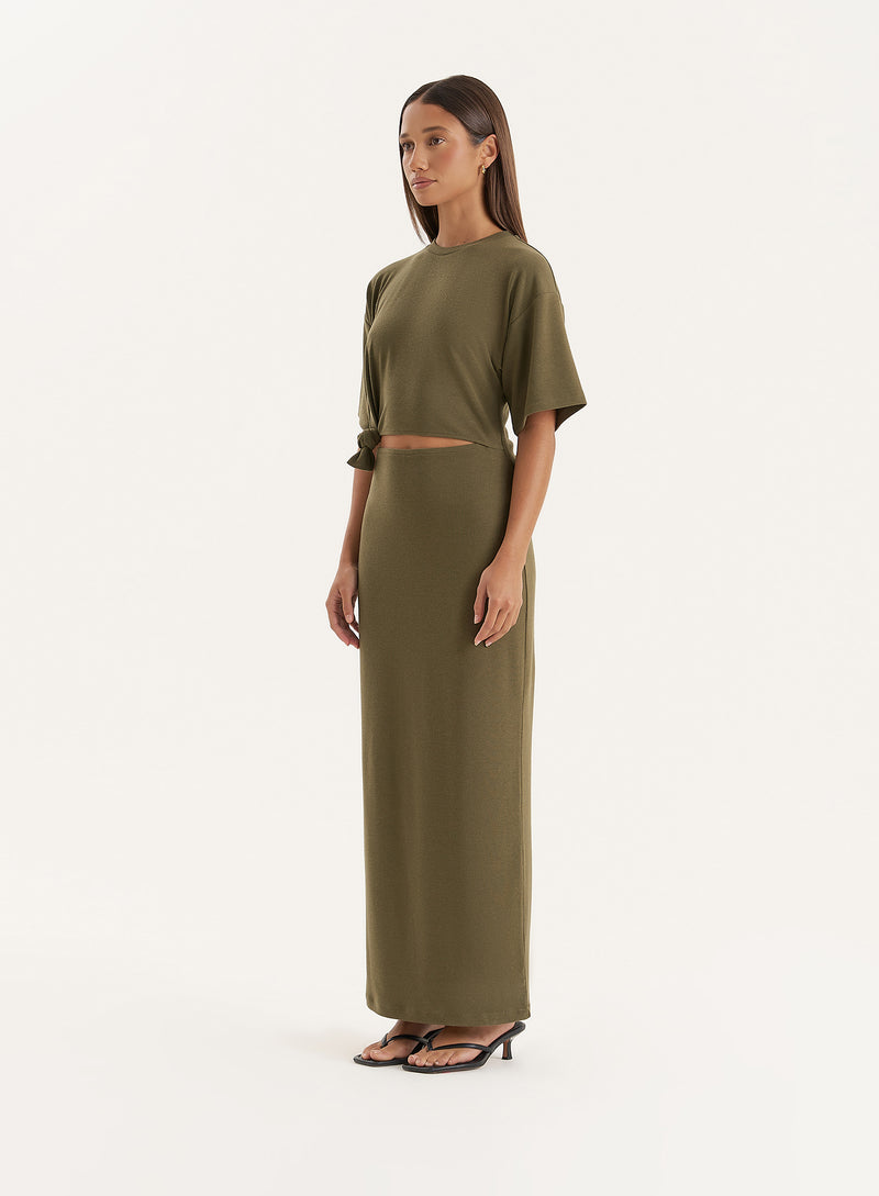 Olive Cut Out Maxi Dress- Summer