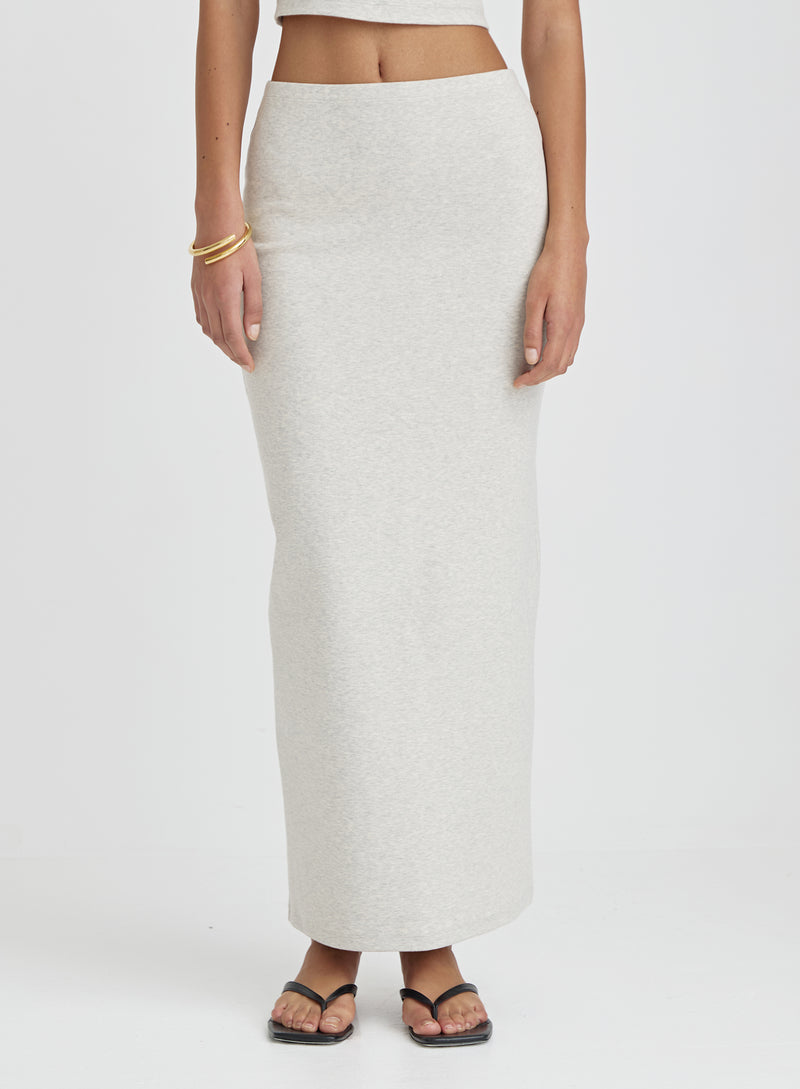 Grey Jersey Bodycon Maxi Skirt- Tillie