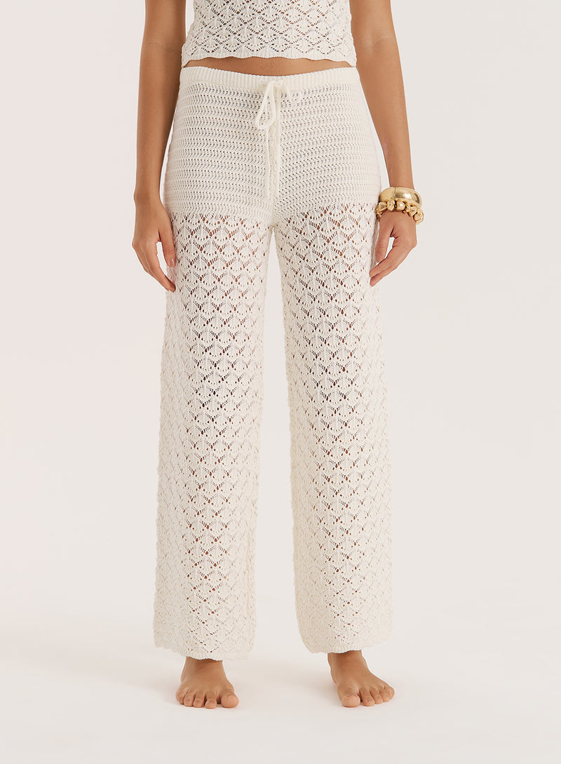 Cream Crochet Mix Trouser- Elena
