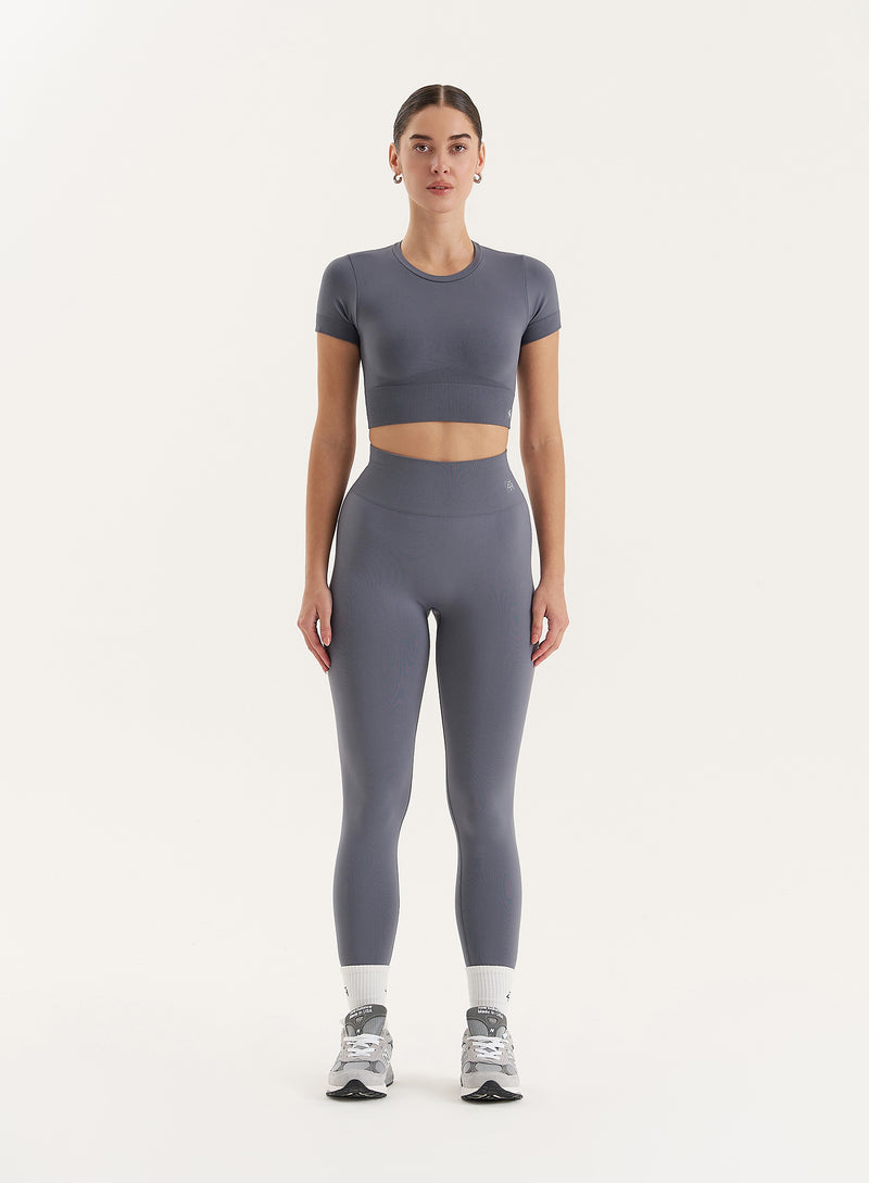 Grey Seamless Gym Crop Top- Brogan