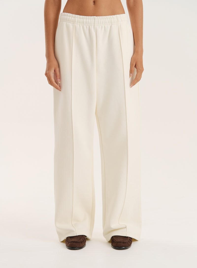 Ecru 4th Wide Leg Branded Heavyweight Joggers- Valerie