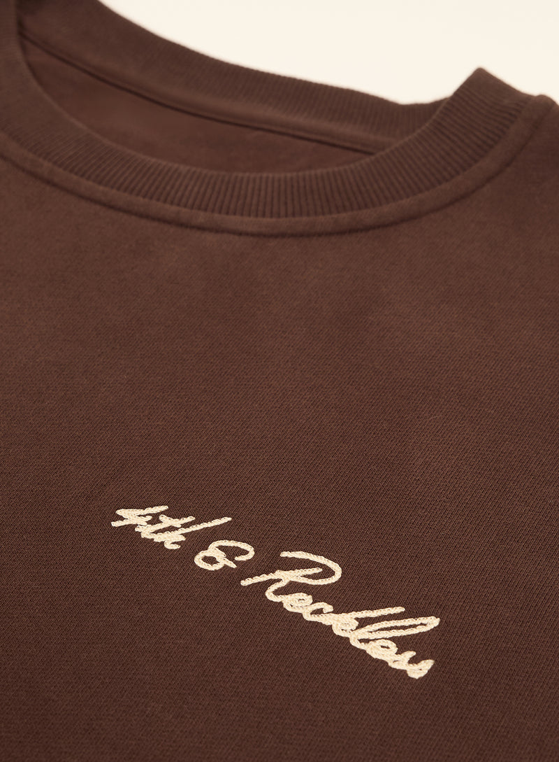 Chocolate Embroidered Script Logo Sweatshirt