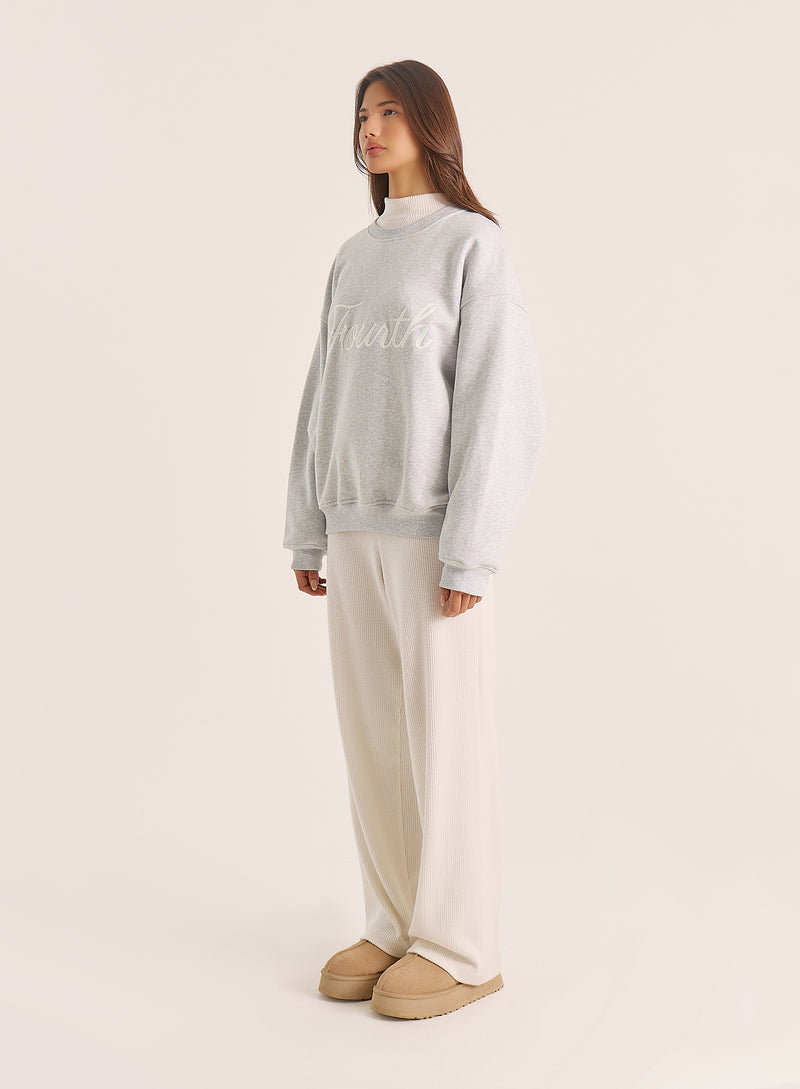Light Grey Fourth Script Slogan Sweatshirt