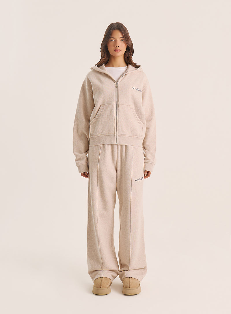 Oatmeal 4th Wide Leg Branded Joggers