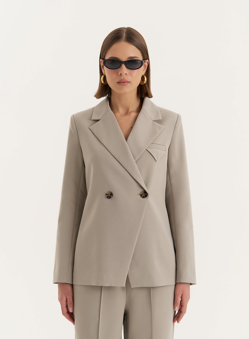 Olive Tailored Asymmetric Blazer- Bianca