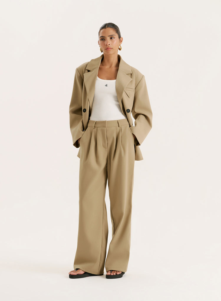 Camel Tailored Wide Leg Trouser- Reese