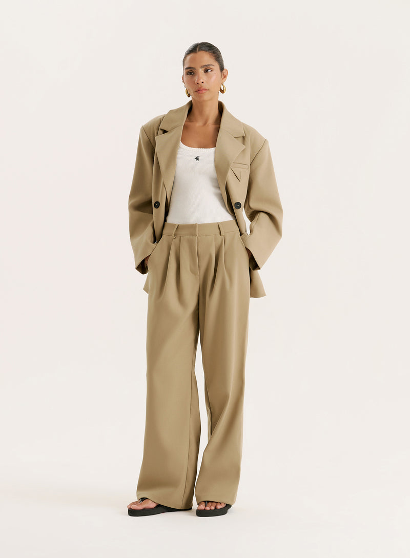 Camel Tailored Wide Leg Trouser- Reese