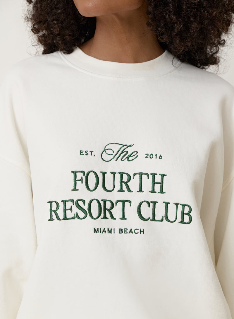 Cream Fourth Resort Club Slogan Sweatshirt- Mirissa