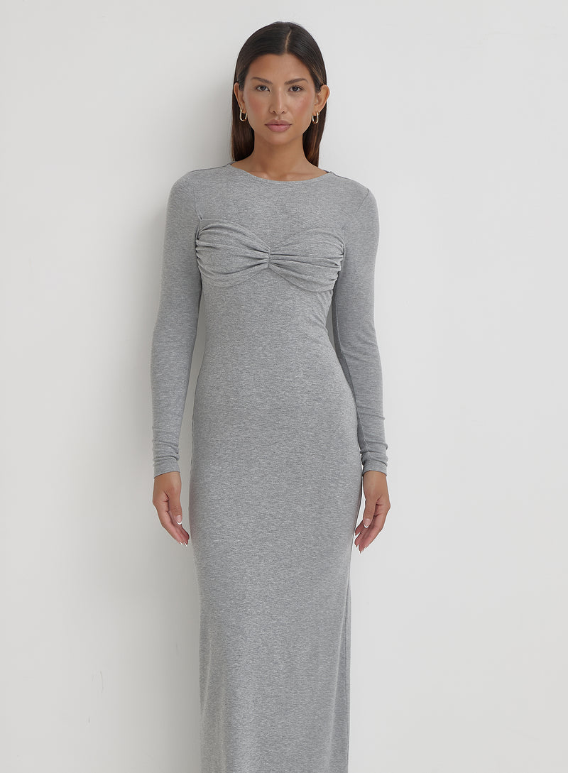 Grey Bust Detail Maxi Dress- Zofia