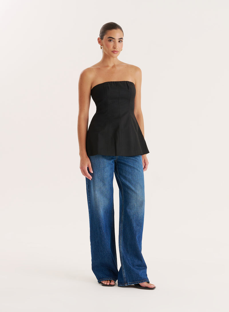 Black Tailored Bandeau Top- Barrow